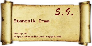 Stancsik Irma névjegykártya